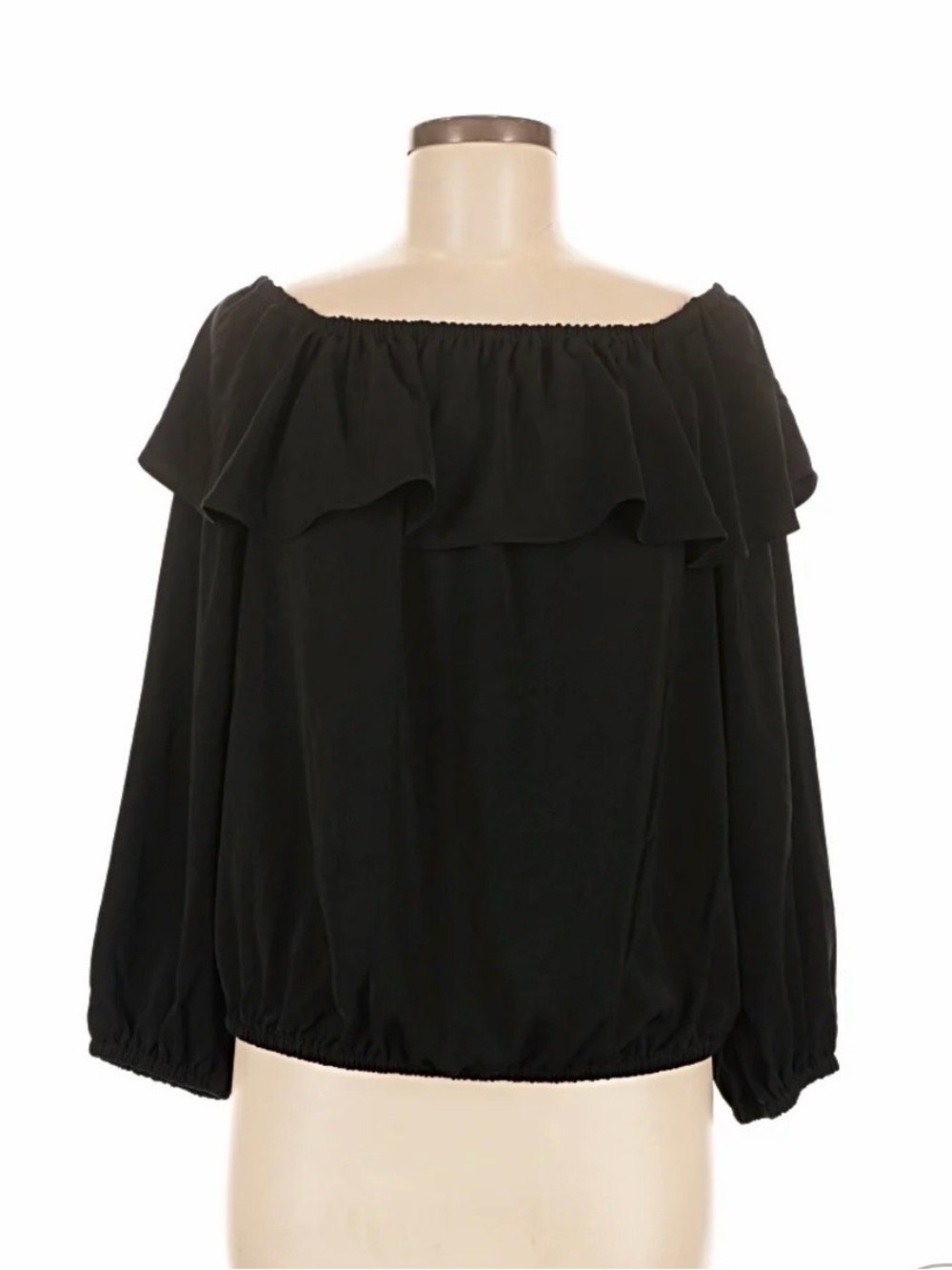 Michael Kors Black Off-Shoulder Ruffle Blouse